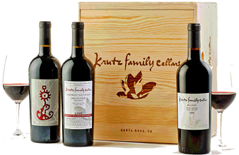 Krutz Family Cellars wines and branded wood collector's case